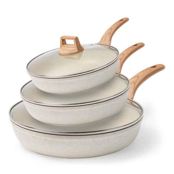 Boreine 3-delige Koekenpannenset Aluminium Beige